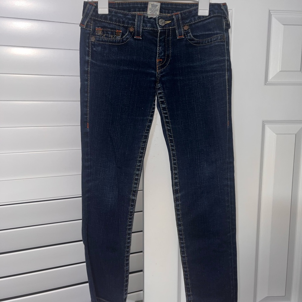 True Religion Dark Blue Low-Waisted Skinny Jeans